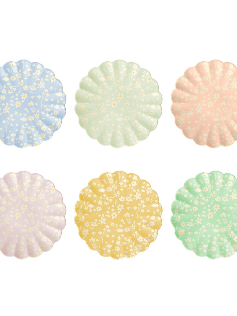 Floral Reusable Bamboo Small Plates, Set of 6