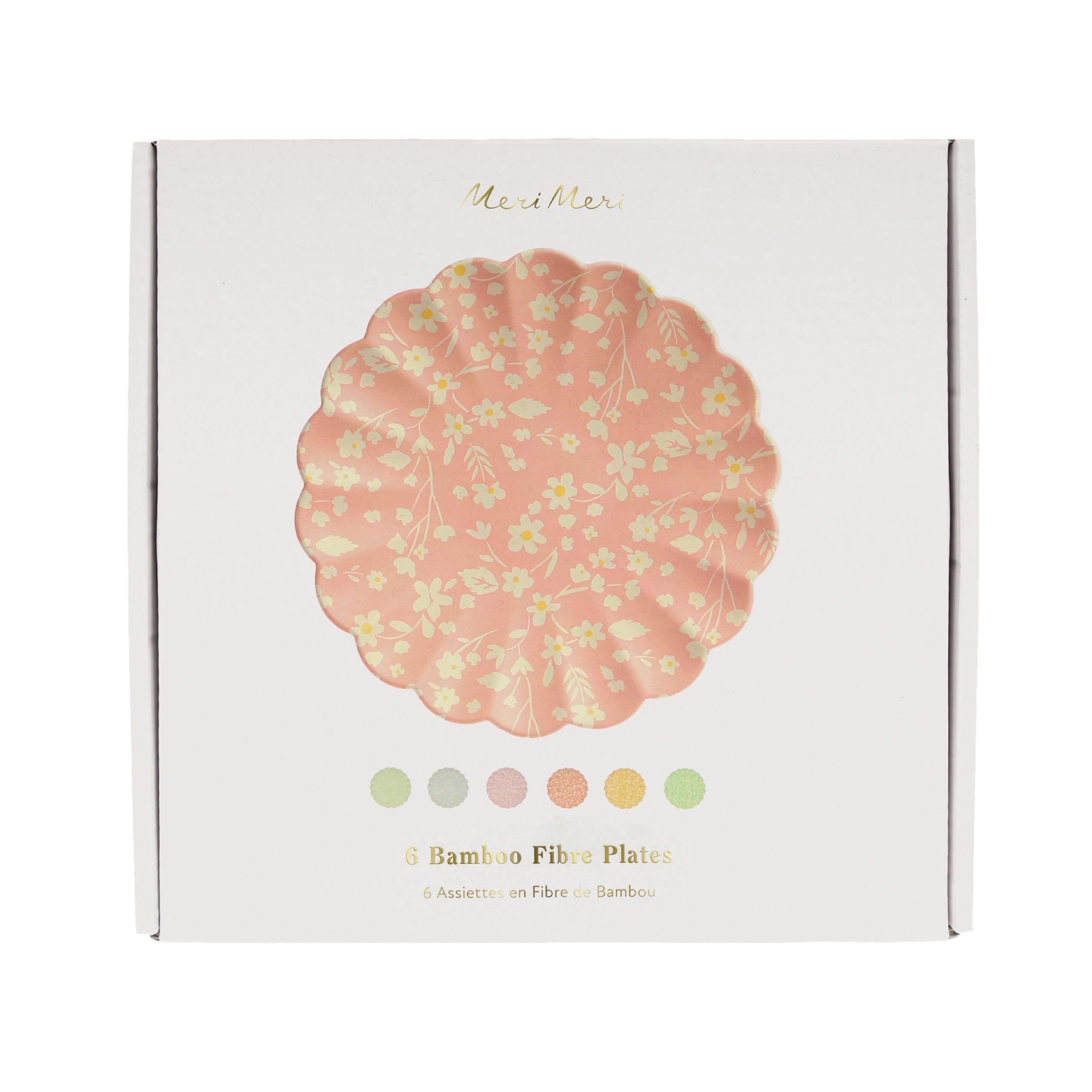 Floral Reusable Bamboo Small Plates, Set of 6